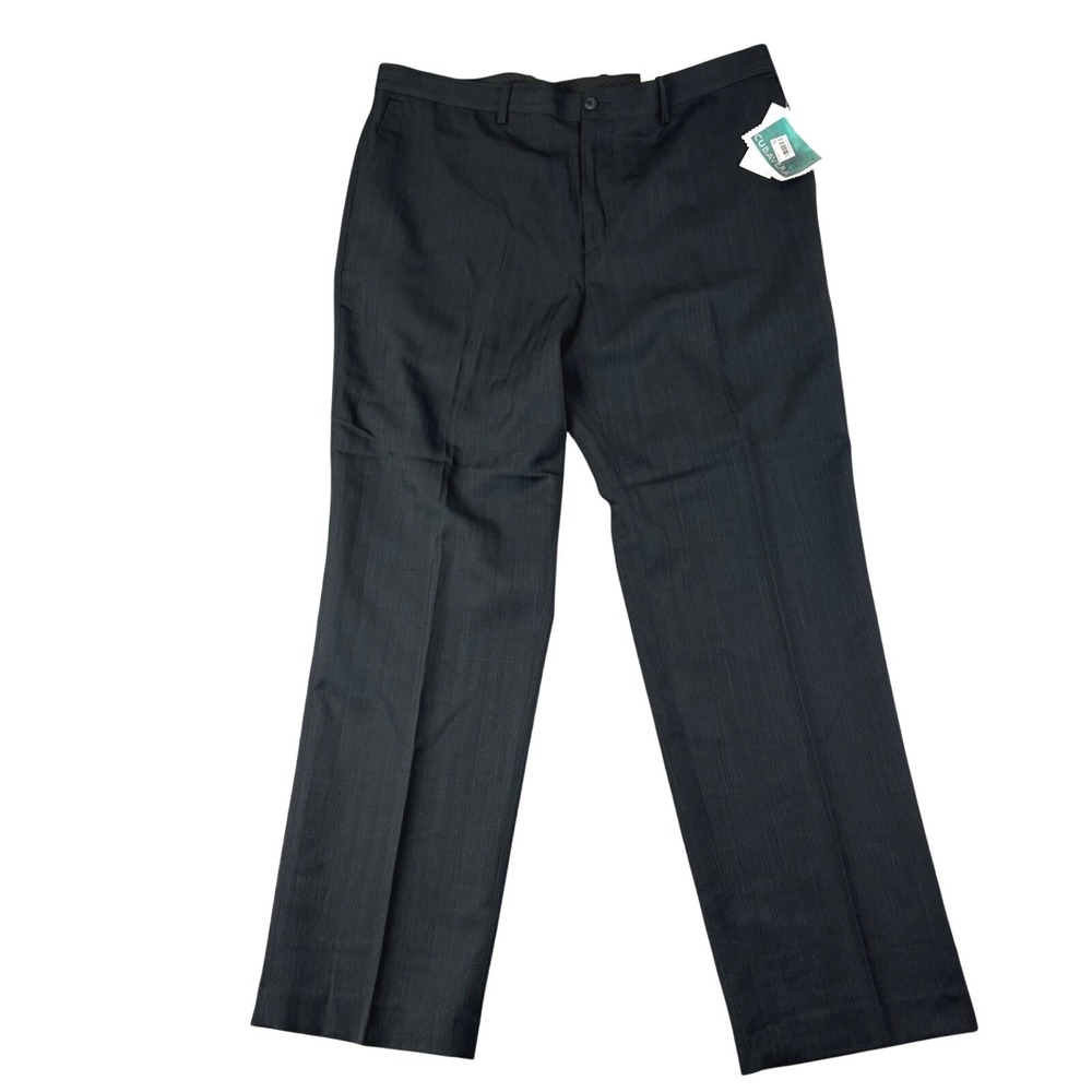 Cubavera‎ Mens 38x32 Black Pants Slim Fit Pinstripe Convertible Flap Pocket NWT